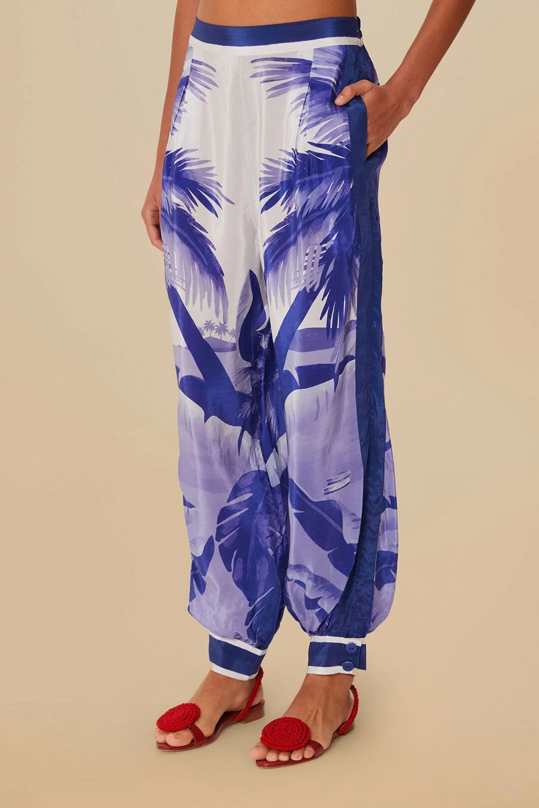 Blue Fresh Table Scarf Pajama Pants Anti Static Fabric Seasonal Basic