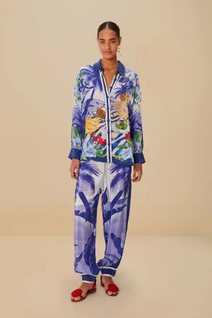 Blue Fresh Table Scarf Pajama Pants Flexible Movement Relaxed Style