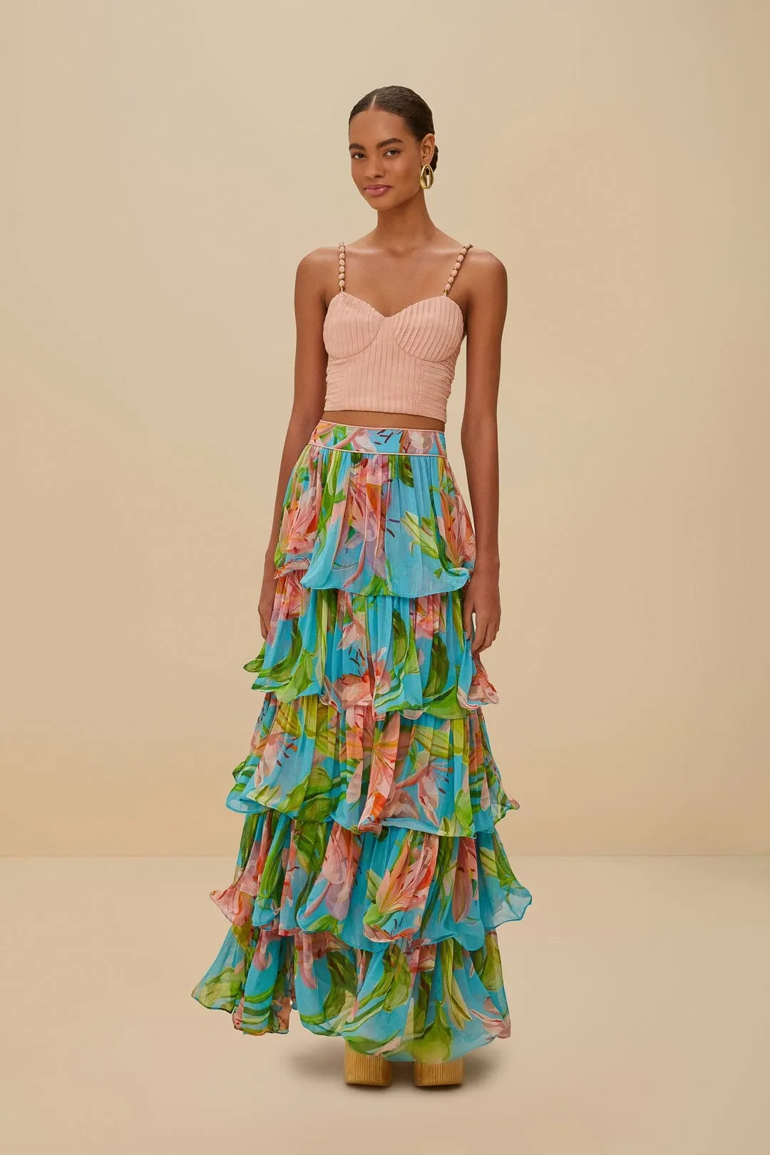 Blue Lily Bloom Maxi Skirt Maternity Friendly All Occasion