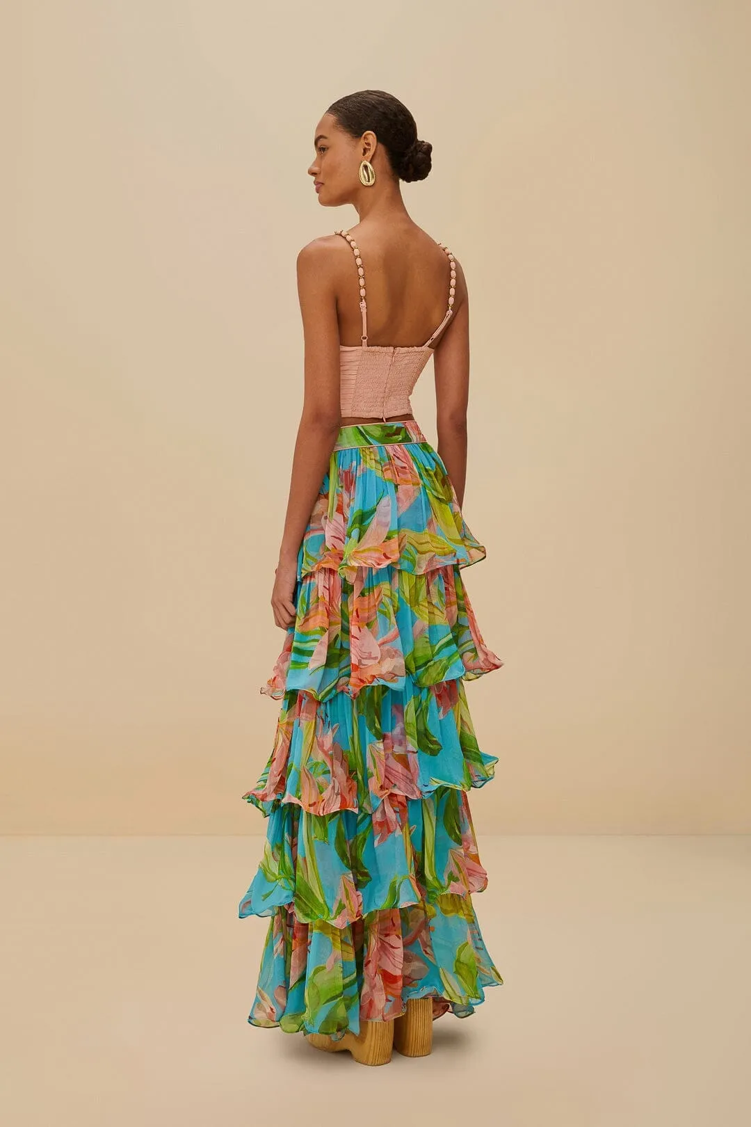 Bold Finish Wardrobe Hero Blue Lily Bloom Maxi Skirt