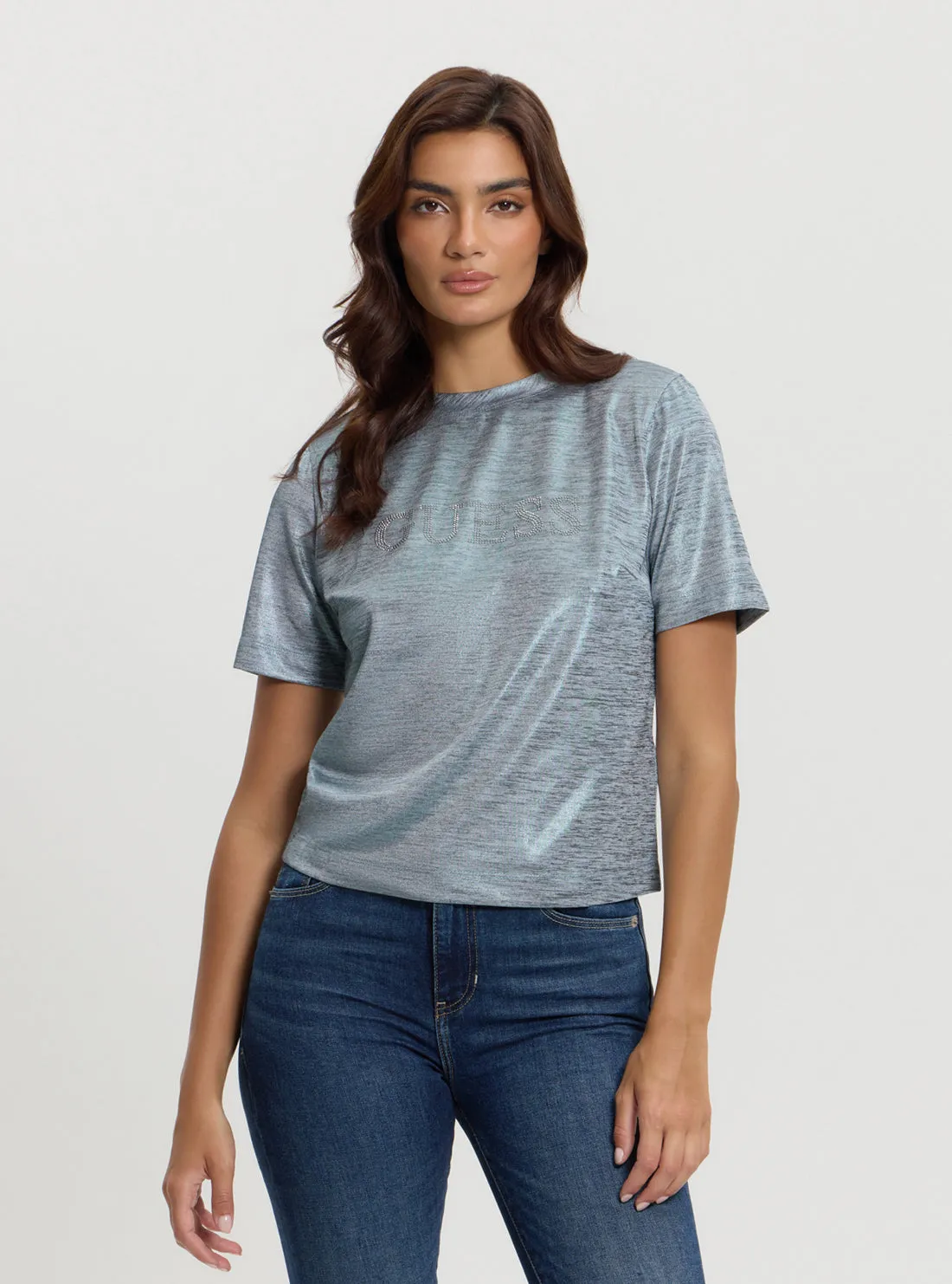 Essential Style Wear Oversized Cut Blue Metallic Airway T-Shirt