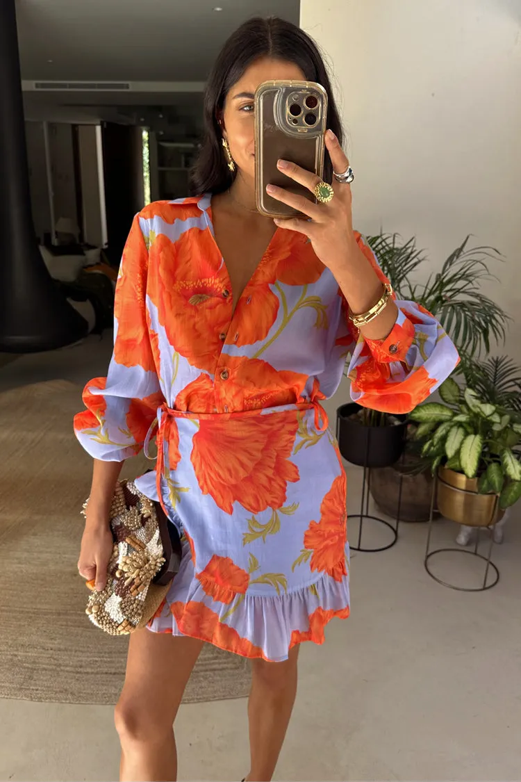 quick dry Blue Poppy Mini Jaspre Skirt with Frill