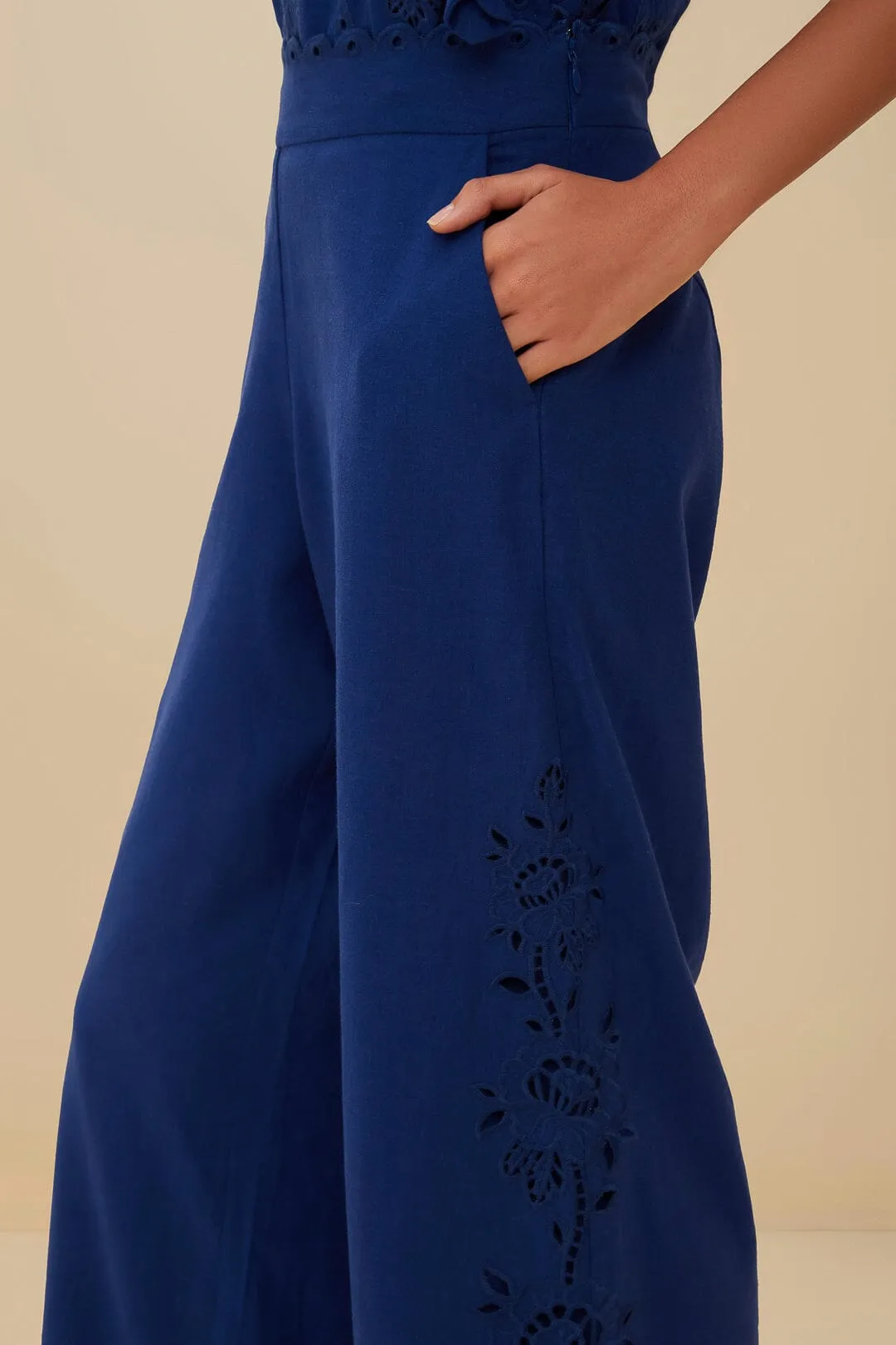 Blue Richelieu LENZING? ECOVERO? Euroflax? Pants Soft Brush Lining Relaxed Lines