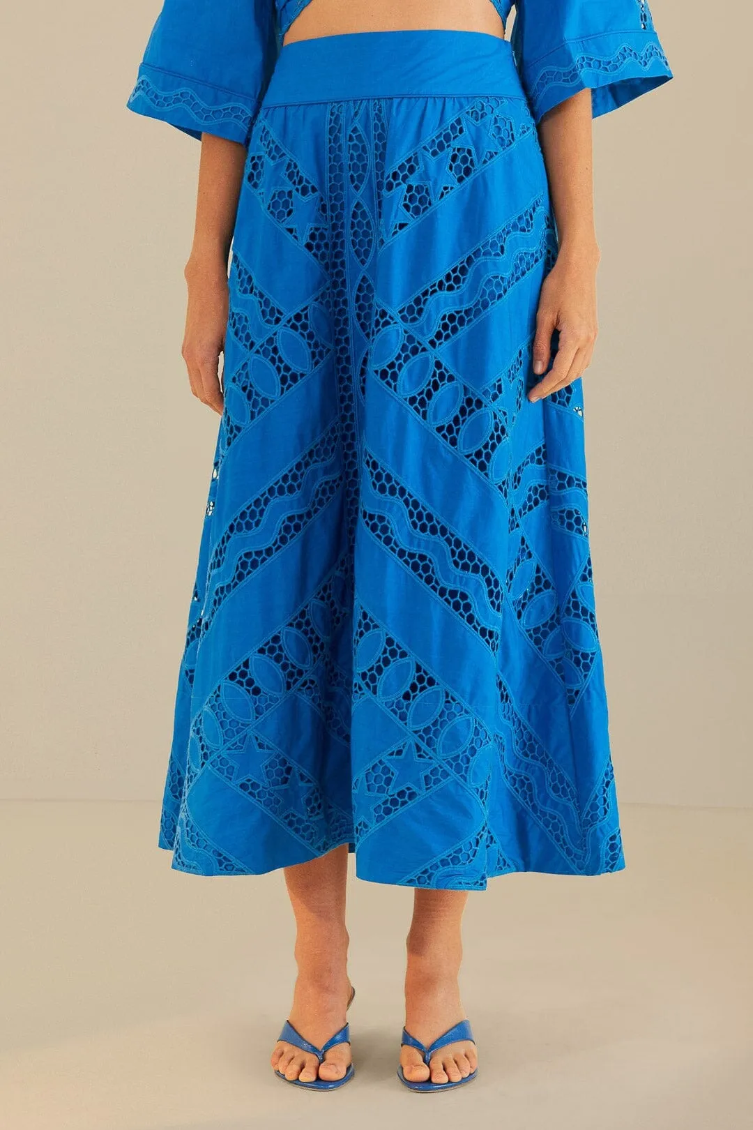 Young adult Blue Striped Richelieu Midi Skirt