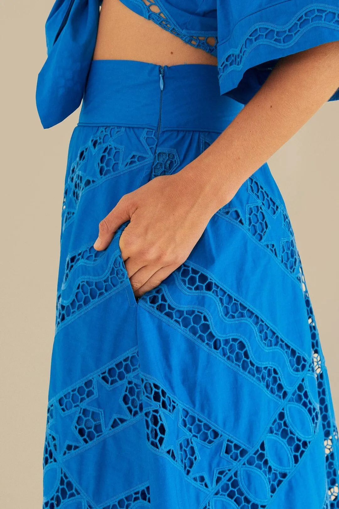 party look Casual Moments Blue Striped Richelieu Midi Skirt