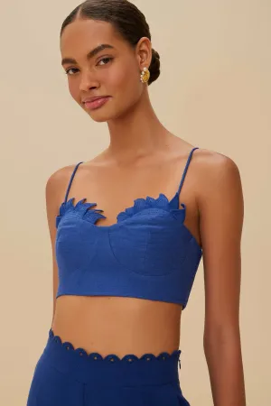 Blue Sunrise Cup Euroflax? Premium Linen Crop Top Fashion Trend