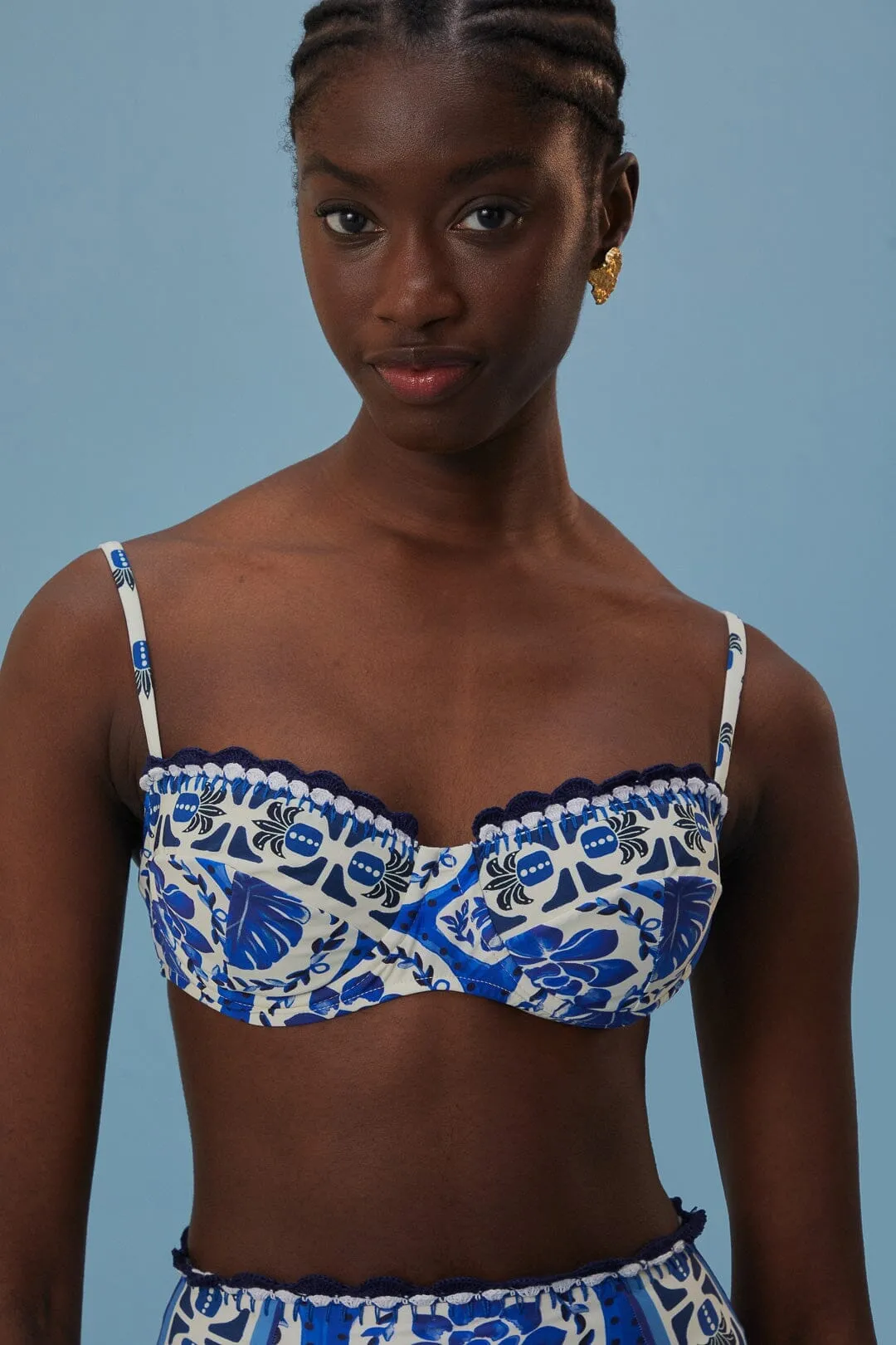Resort Mood Comfort waistband Blue Tile Dream Bikini Top