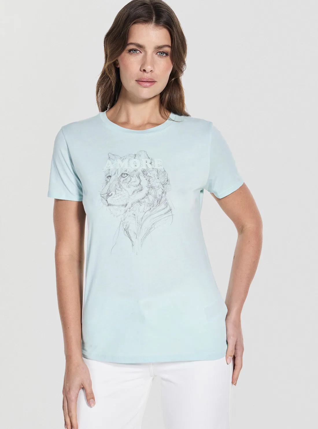 Slim Fit Design Indoor clothing Eco Green Sketch Face Easy T-Shirt