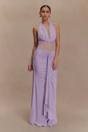 Bonnie Slinky And Lace Maxi Dress - Lilac Easy Flow Cozy Vibes