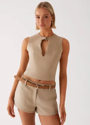 Bonny Mini Shorts - Brown Quick Release Fastener