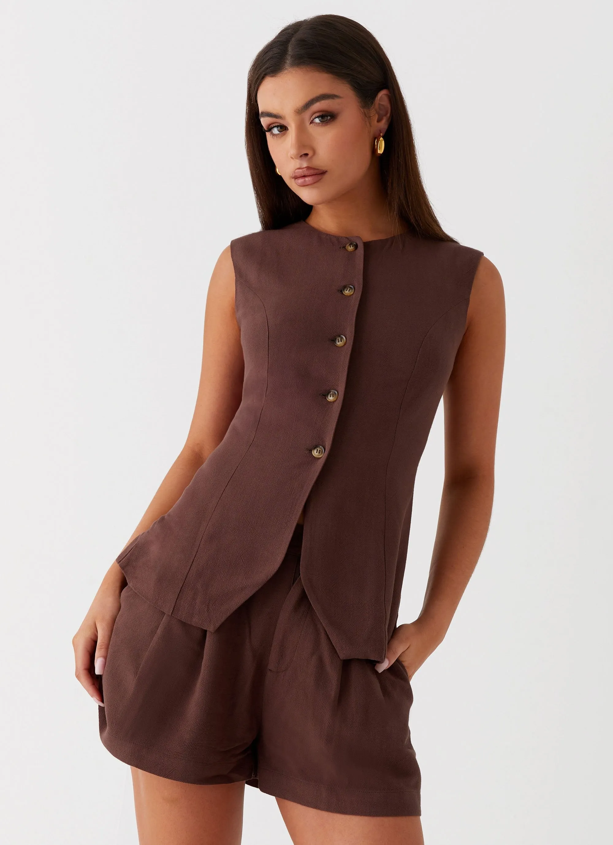 Comfy Motion Flame Retardant Coating Born For Bordeaux Linen Shorts - Brown