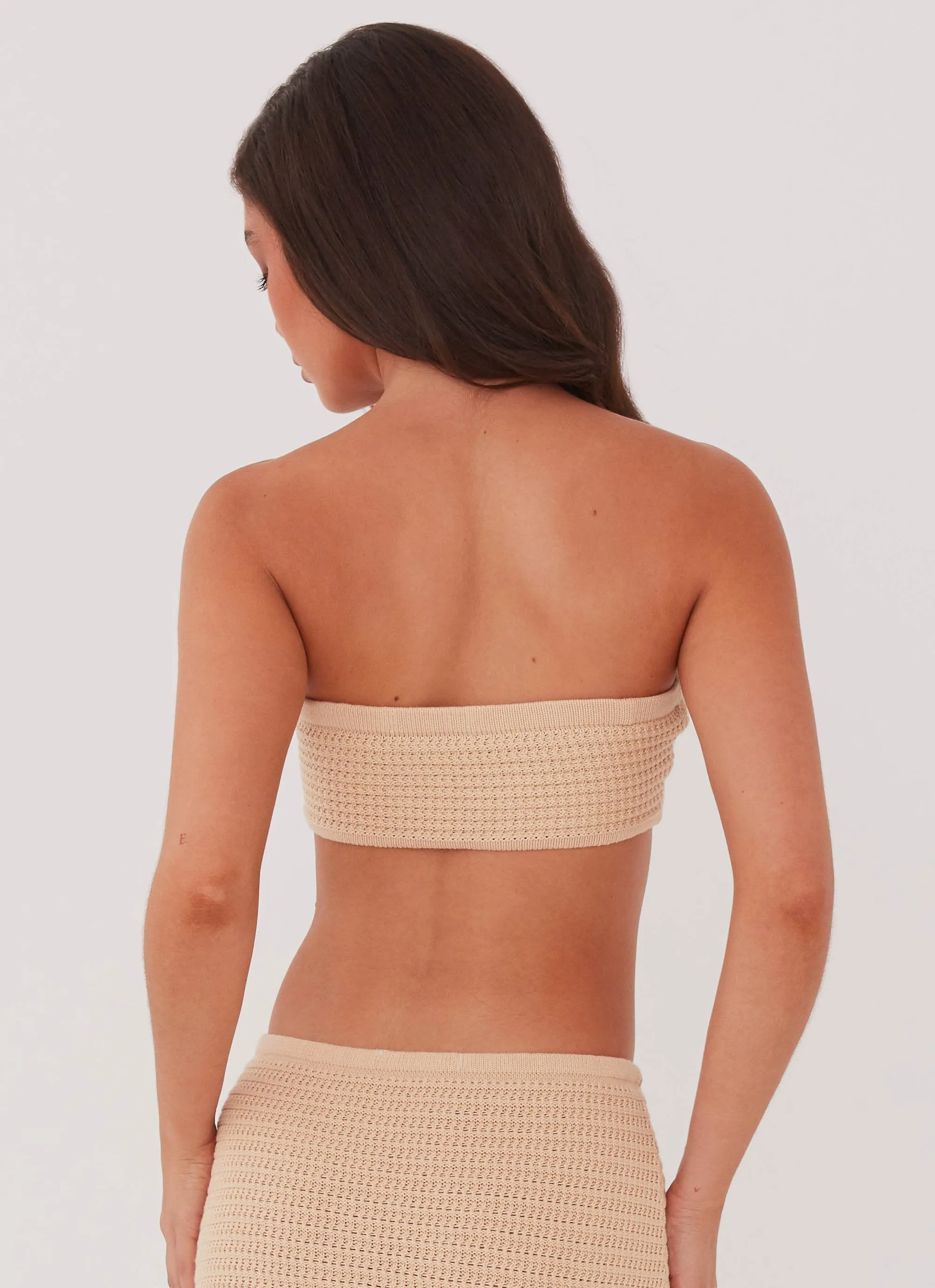 Layer Ready Emaline Knit Bandeau Top - Beige