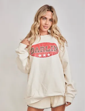 Breathable fabric Branded Crewneck, Creme