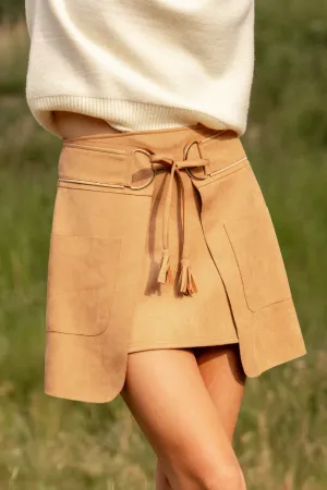 Alina Brown Suede Skirt Outdoor Gathering Chill Feel