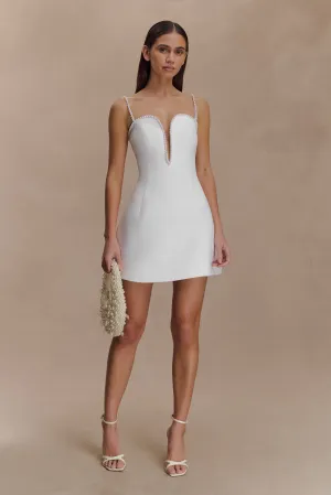 Kingsley Beaded Neckline Mini Dress - Ivory Smooth Motion