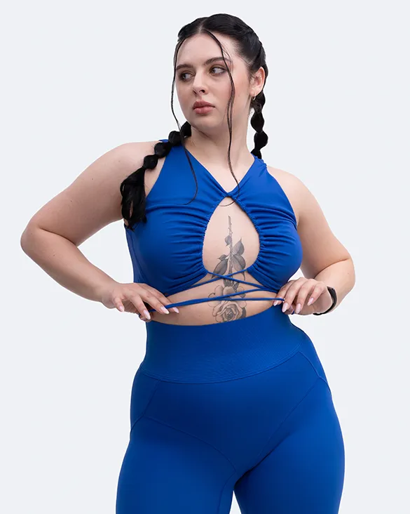 Matching Set Embroidered edges Sexy Front-Tie Support Top