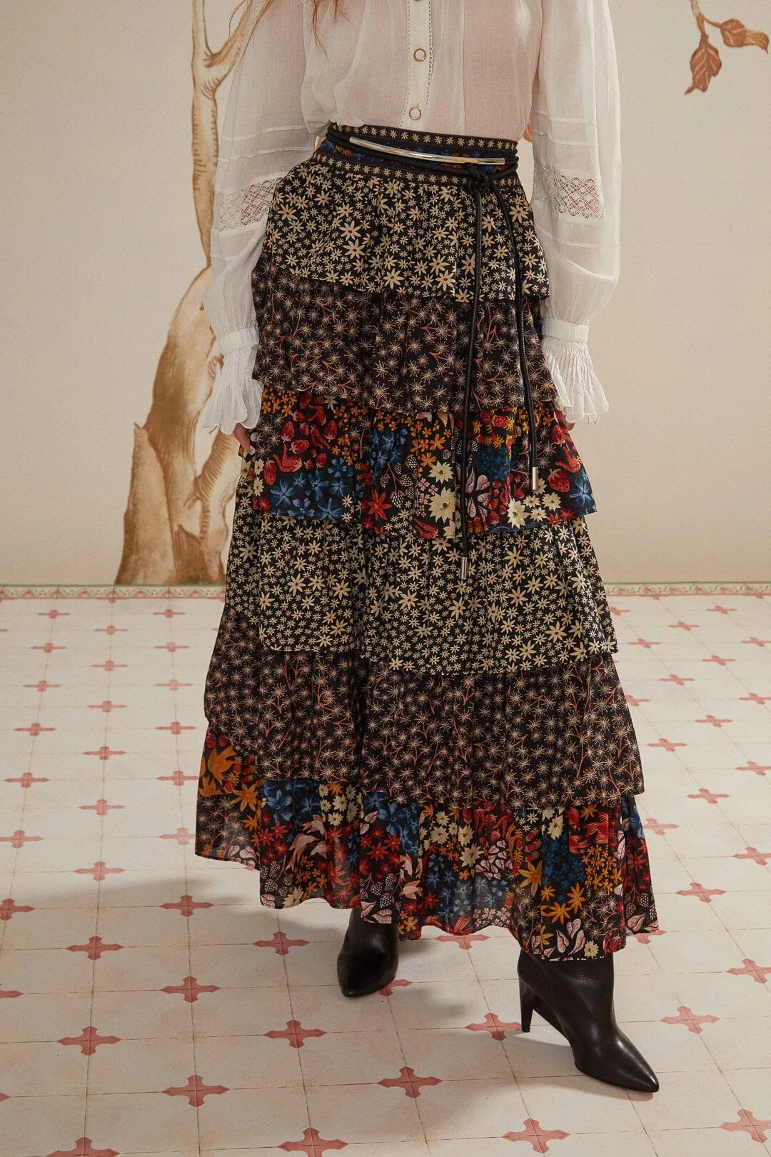 Chill Wear Runway Ready Black Jujus Garden Midi Skirt