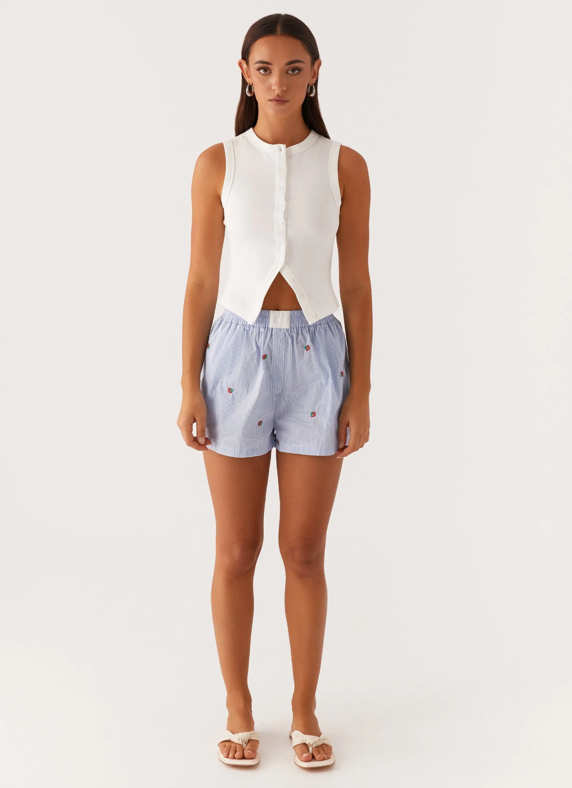 Brightwell Boxer Shorts - Blue Strawberry Abrasion Resistant Fabric