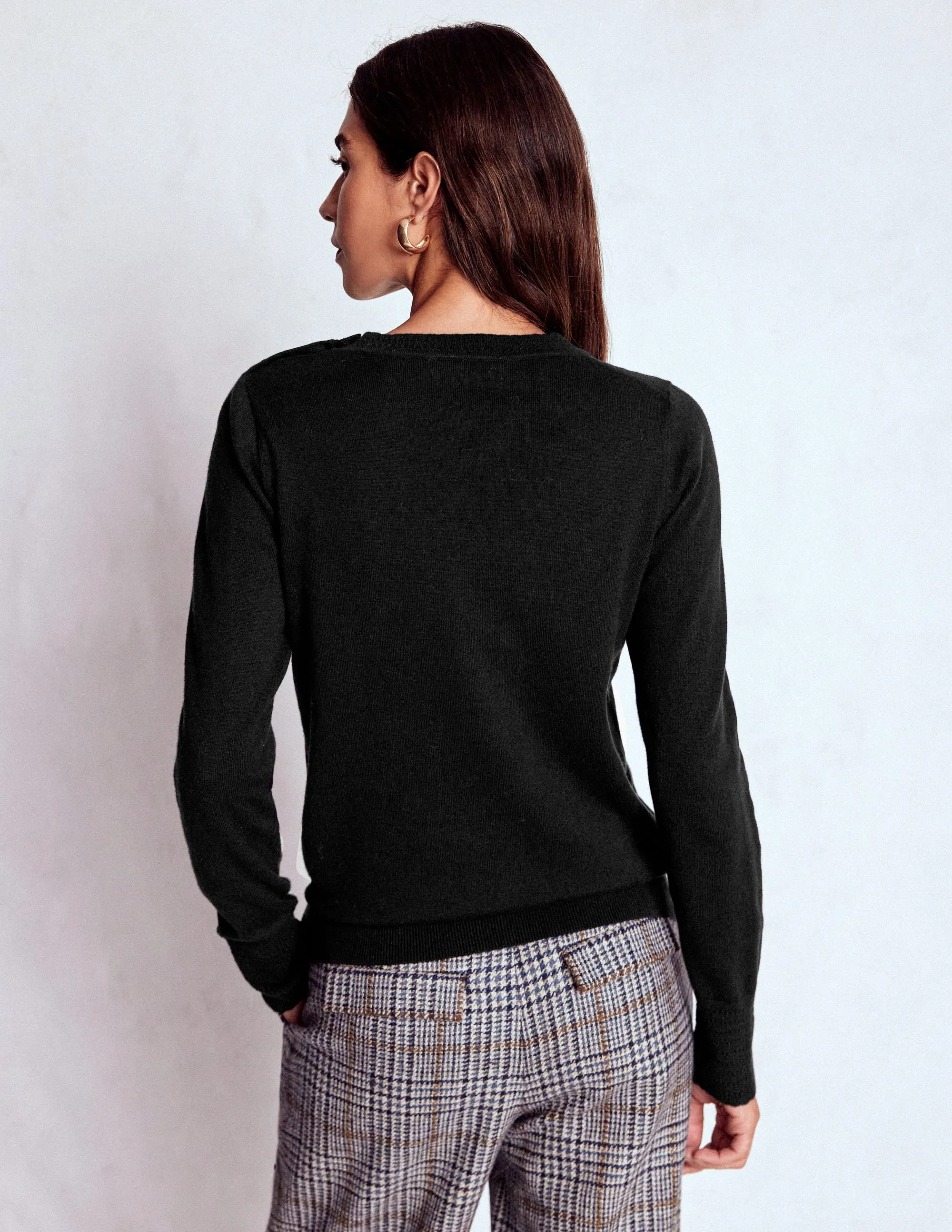 Briony Stitch Jumper-Black MoistureWicking Technology Neutral Colors