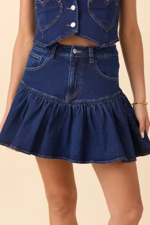 Brooks Dark Wash Denim Flounce Skirt SALE Easy Outfit