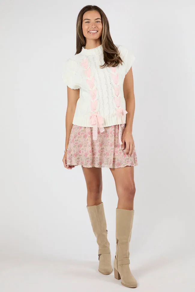 Easy Combo Budget Friendly Brunch and Beyond Pink Multi Pleated Belted Floral Skort SALE