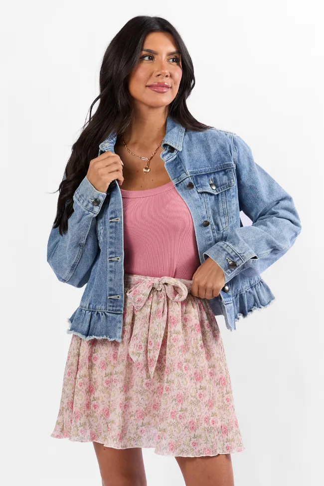 Chill Look Subtle Finish Brunch and Beyond Pink Multi Pleated Belted Floral Skort SALE