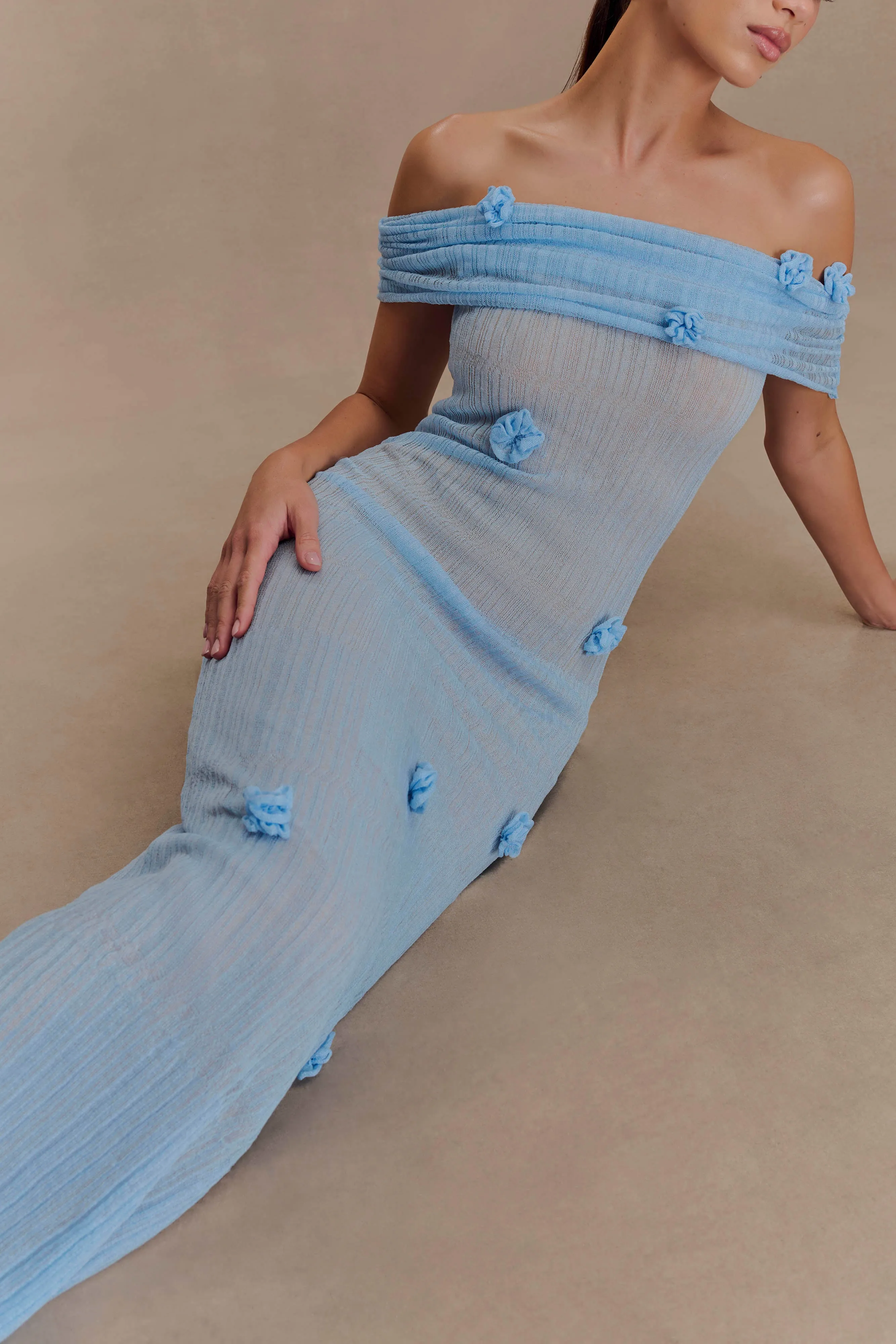 Brynn Orchid Knit Maxi Dress - Baby Blue Day To Night Smart Style