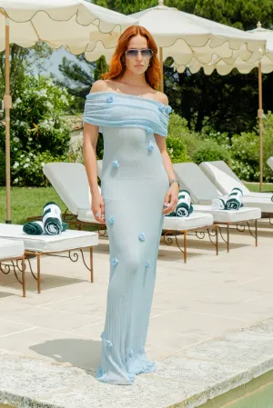 Relaxed Movement Brynn Orchid Knit Maxi Dress - Baby Blue