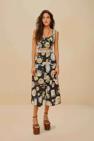 Black Trip Souvenir Organic Cotton Midi Skirt Limited Quantity Future Fashion