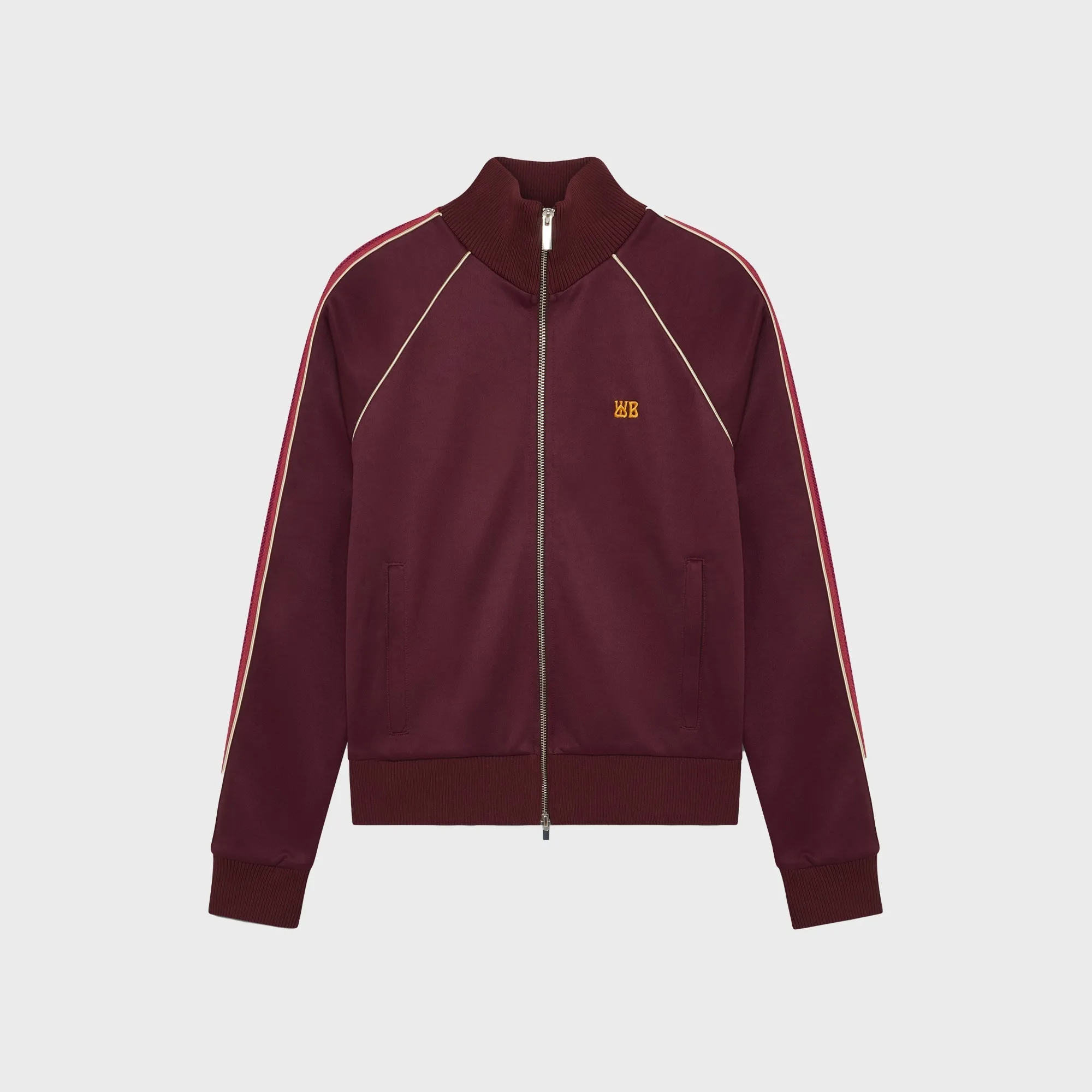 Easy Fit Wales Bonner Plain Poly Jersey Mantra Track Top - Burgundy