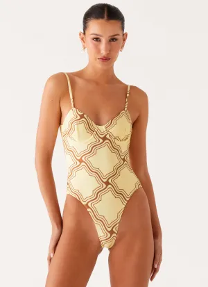 Cool Prints Microfiber Quick Dry You Got Me One Piece Swimsuit - Tidal Print