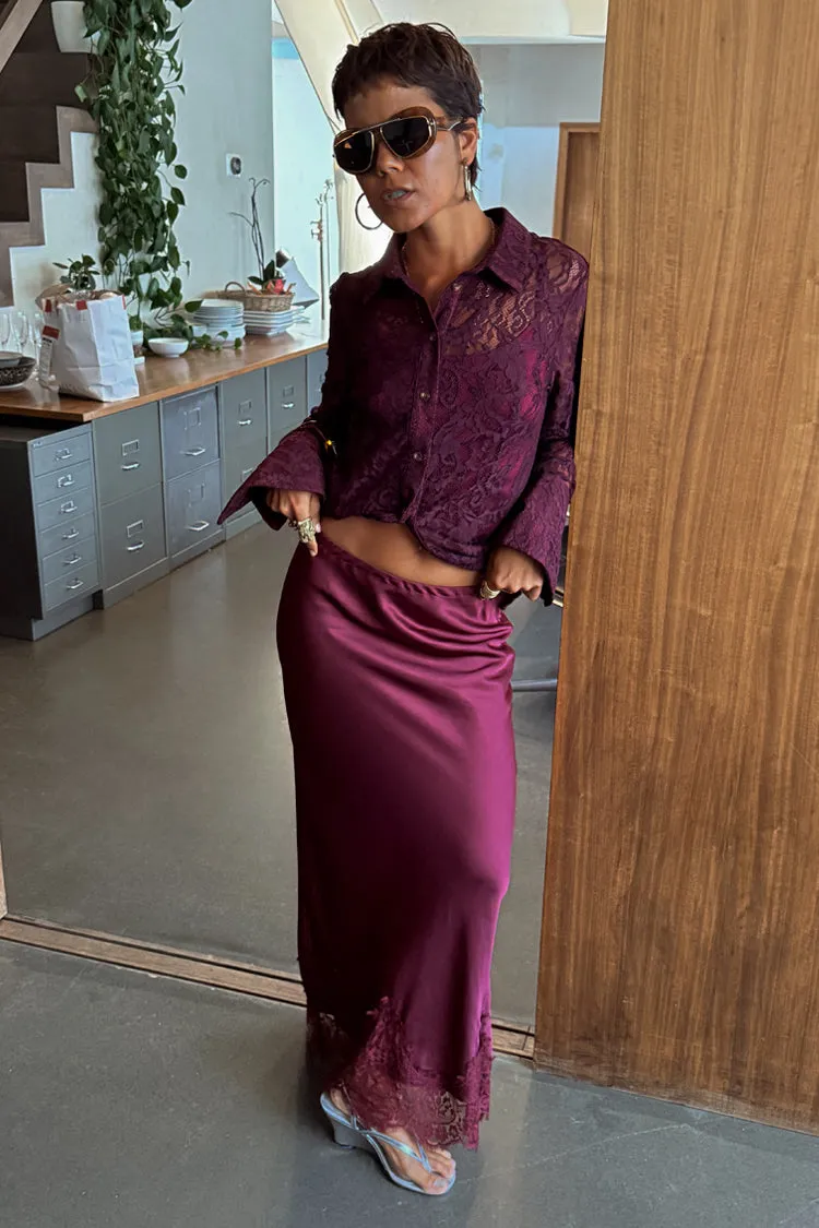 Burgundy Maeva Midi Skirt Silicone Grip Trim