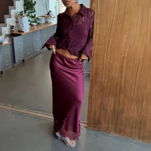 Smooth Look Smart Casual Burgundy Maeva Midi Skirt
