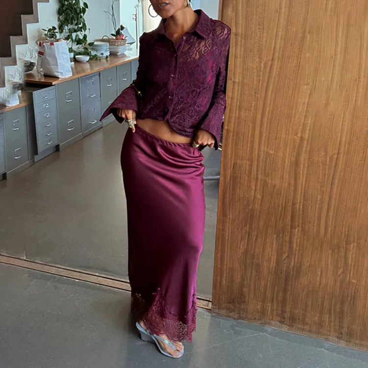 Smooth Look Smart Casual Burgundy Maeva Midi Skirt