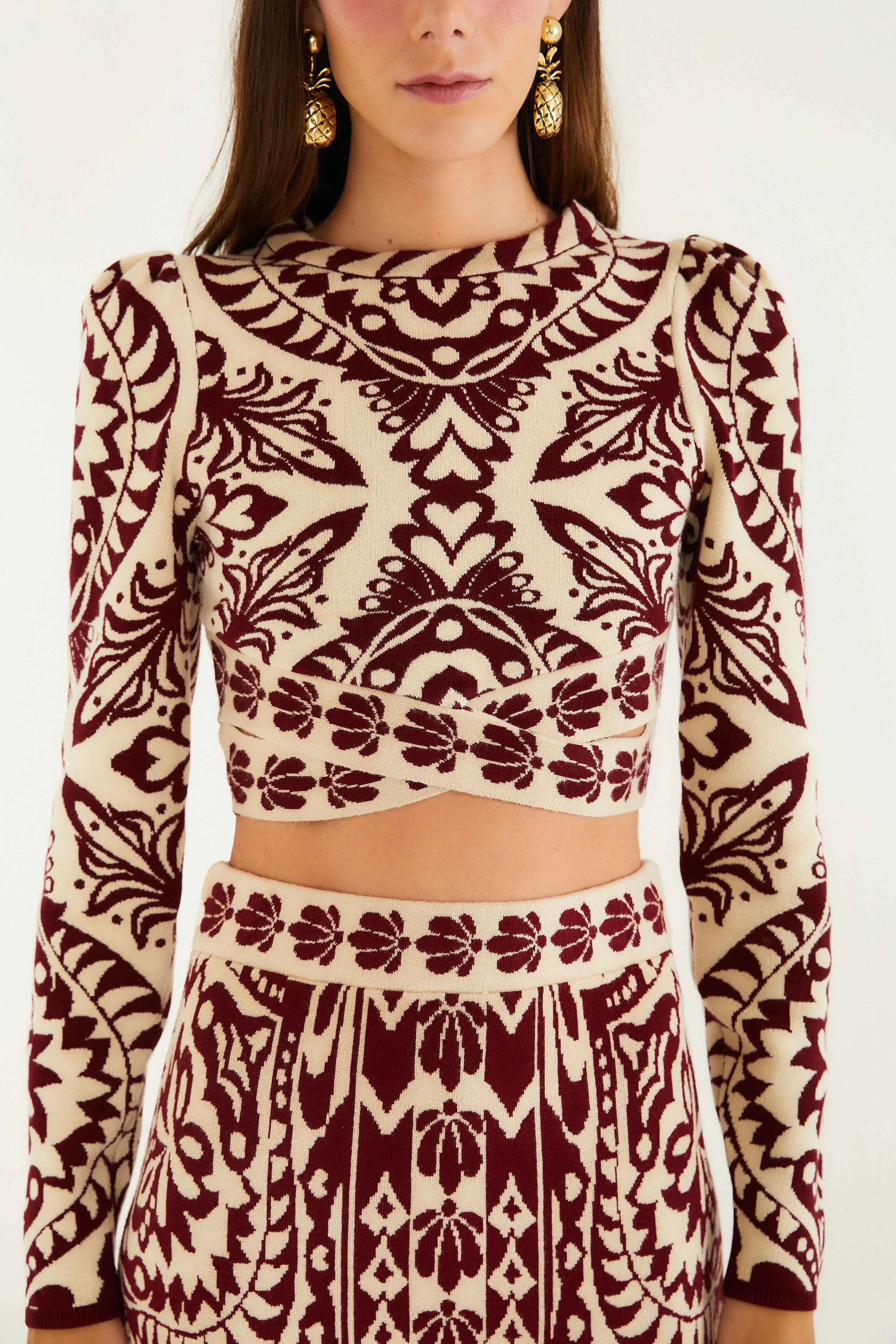 Reinforced Stress Points UltraSoft Texture Burgundy Pineapple Love Knit Top