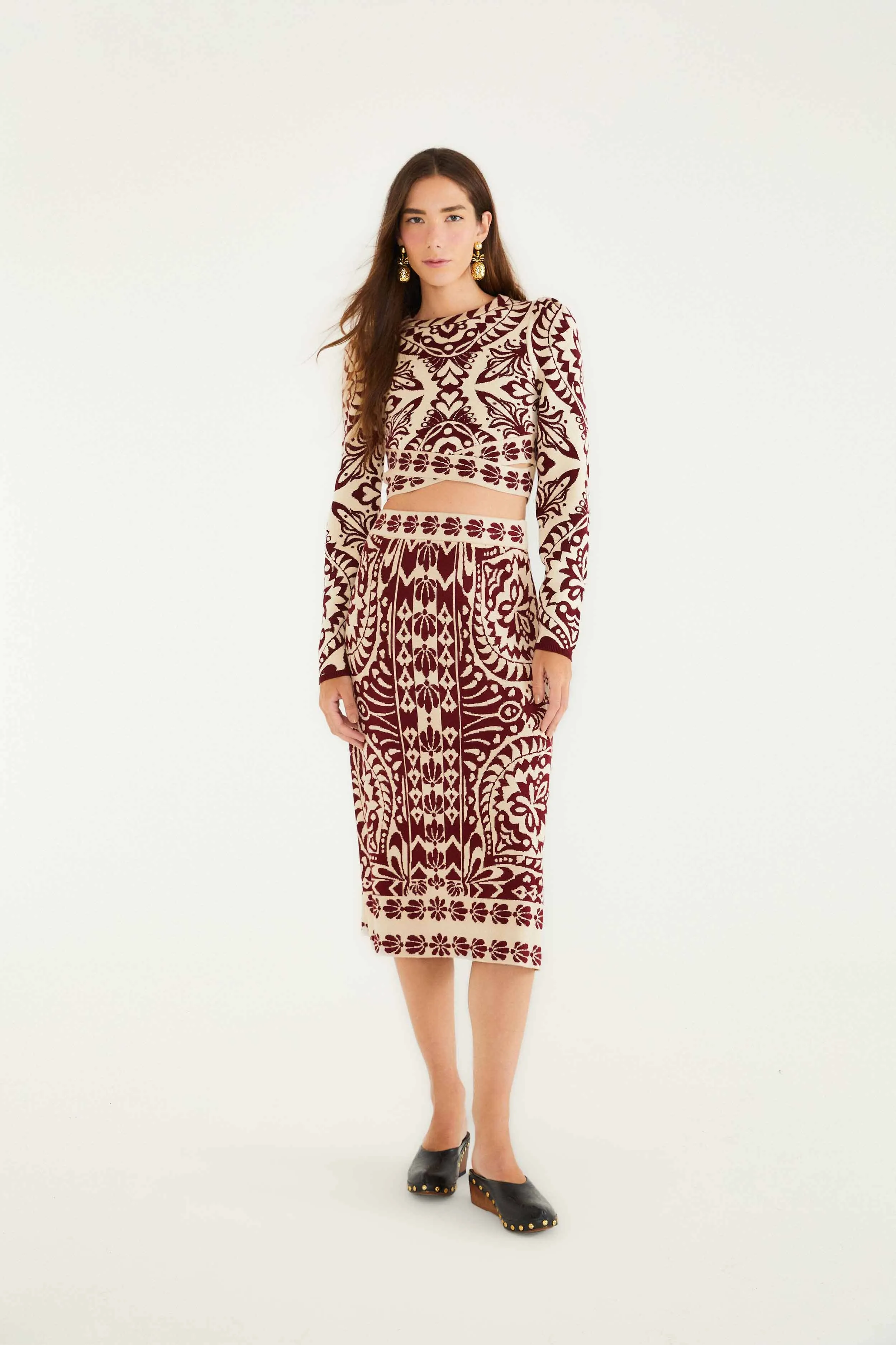 Burgundy Pineapple Love Knit Top Shoot Mood