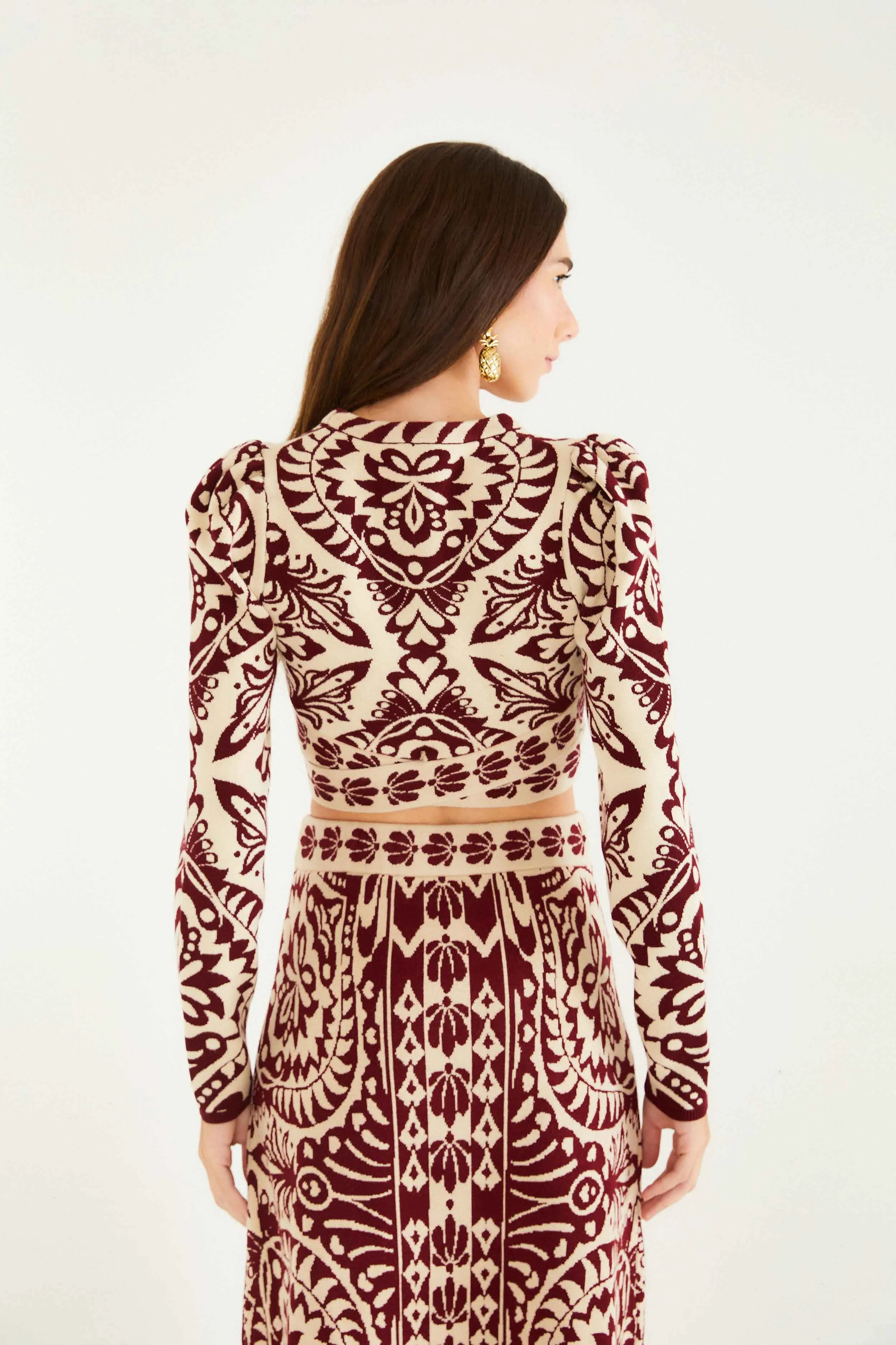 Fire Glow Opaque Tone Burgundy Pineapple Love Knit Top