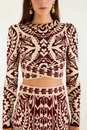 Reinforced Stress Points UltraSoft Texture Burgundy Pineapple Love Knit Top