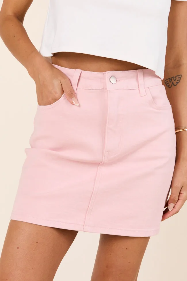 Summer Picnic Contemporary Mood Isabella Blush Pink Denim Skirt