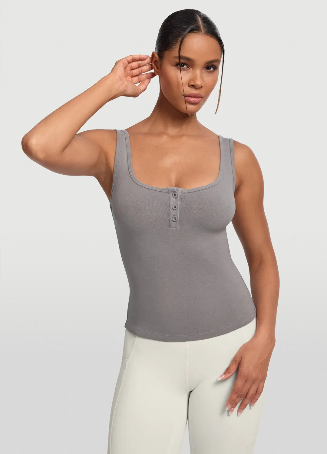 Mining - capable Comfort Fit Button Front Tank Top