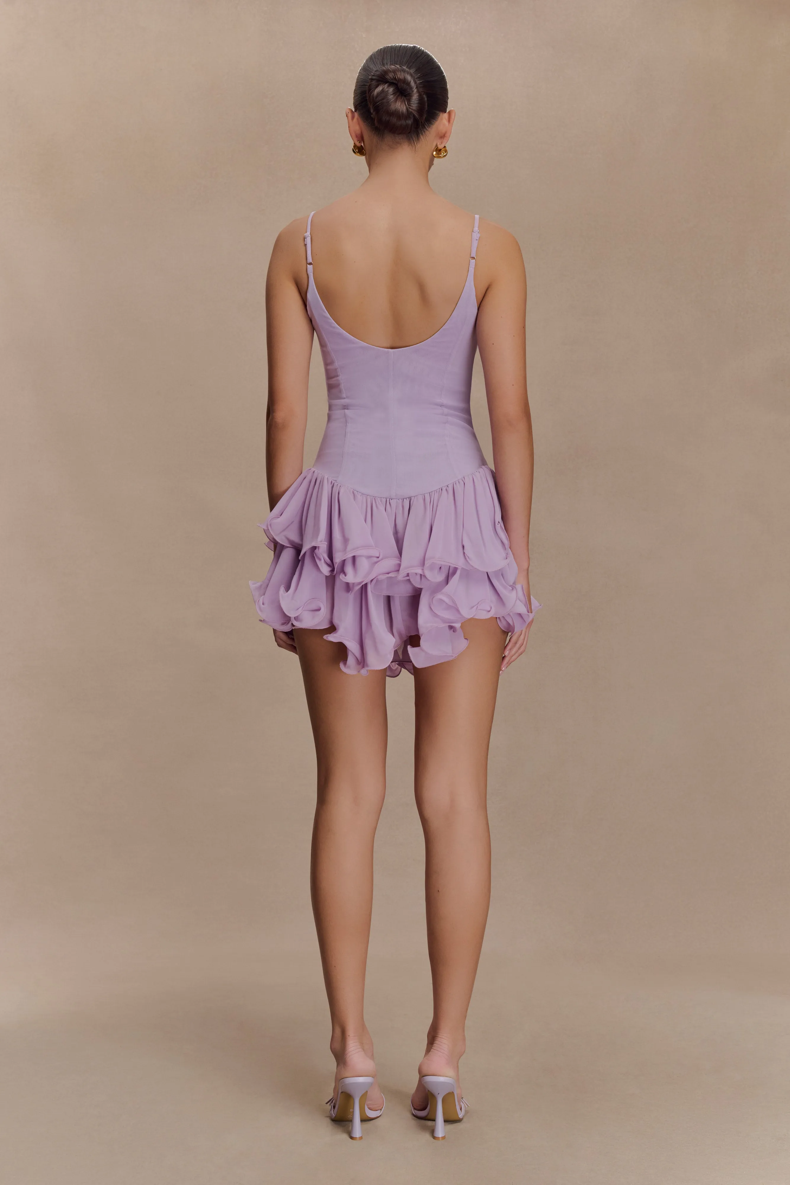 Sleek Vibe Calantha Ruffle Mesh Mini Dress - Lilac