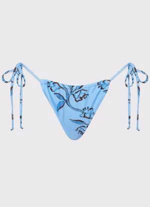 Calista Bikini Bottoms - Blue Floral Print Adjustable Drawstring Waist