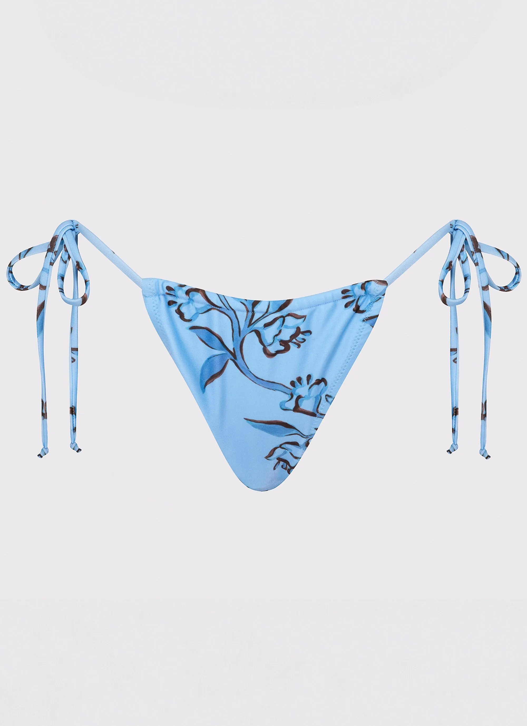 Calista Bikini Bottoms - Blue Floral Print Adjustable Drawstring Waist