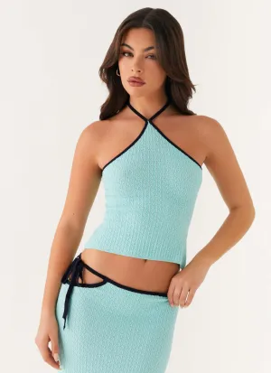Cameron Crochet Halter Top - Pale Blue Bold Simplicity