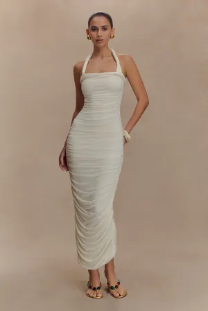 Movement Ready Smart and Relaxed Camila Ruched Halter Midi Dress - Ivory