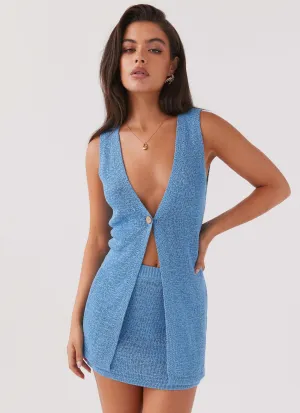 Sustainable Material Capri Glow Knit Top - Azure