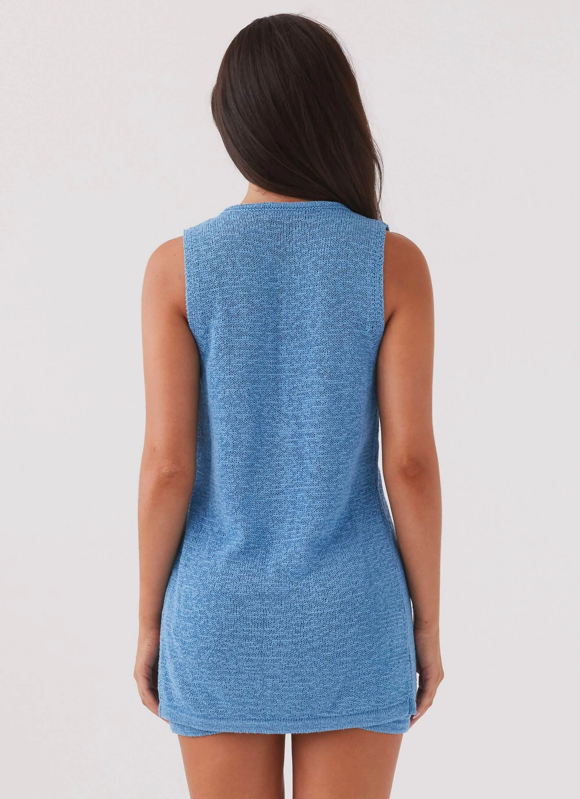 Lightweight Layer Seasonal Wear Capri Glow Knit Top - Azure