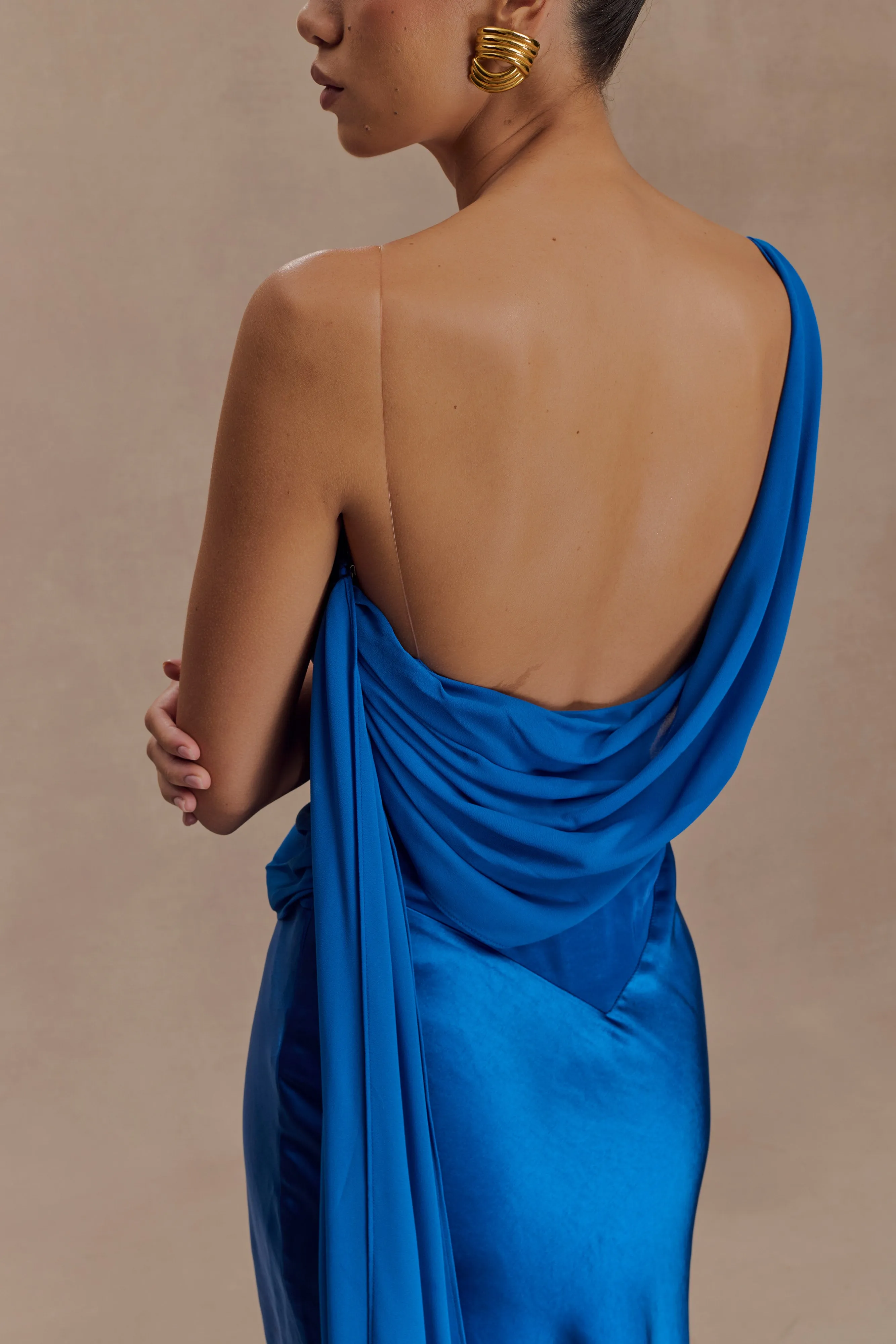 Carah Satin And Chiffon Maxi Dress - Cobalt Sleek Comfort