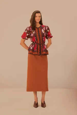 Caramel Midi Skirt Figure Flattering
