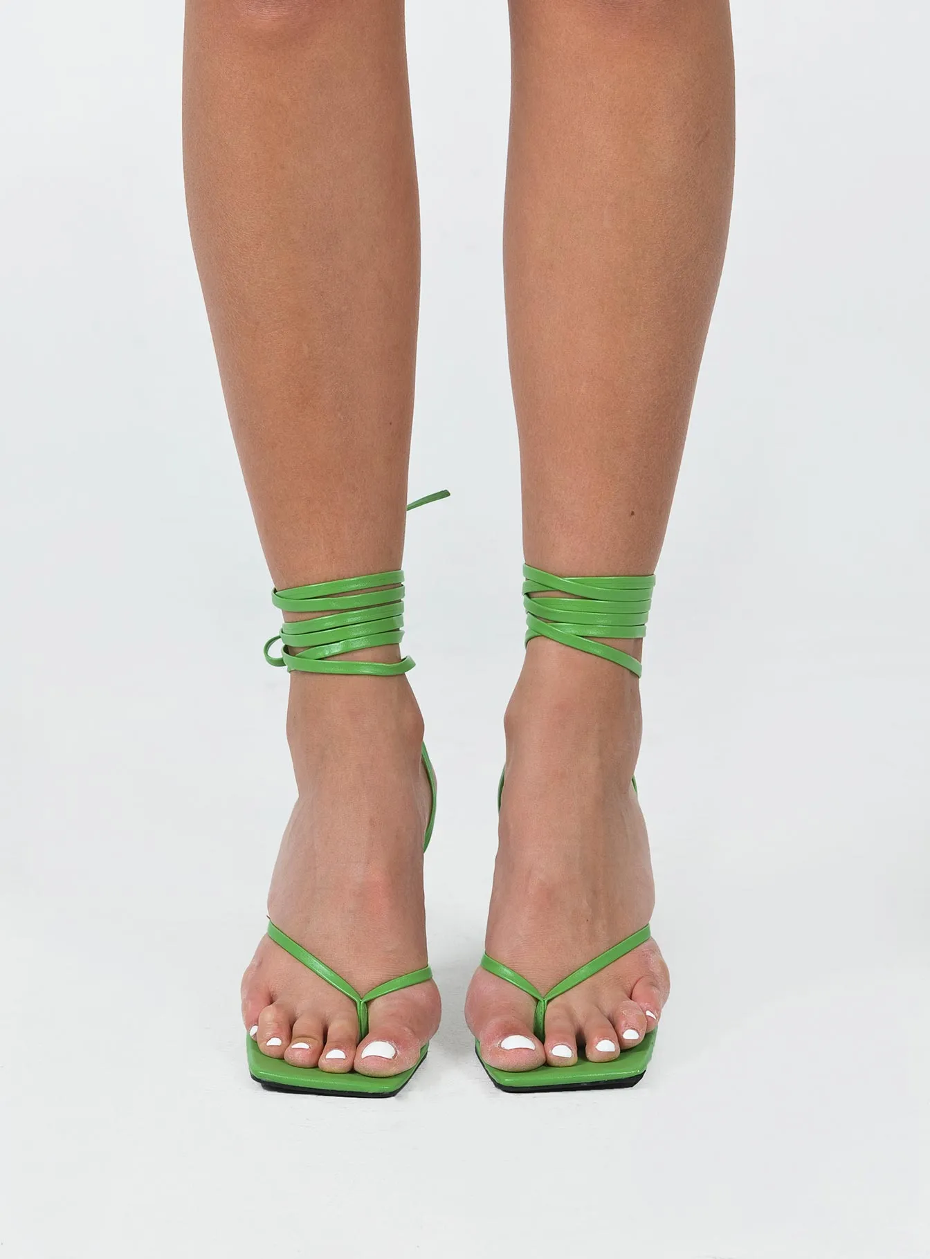 Caro Strappy Heels Green Wide toe box Trendy Piece